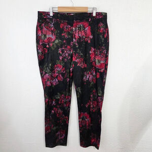 Pearl Georgina Chapman Marchesa pink Floral Black Lace dress Pants Size 12